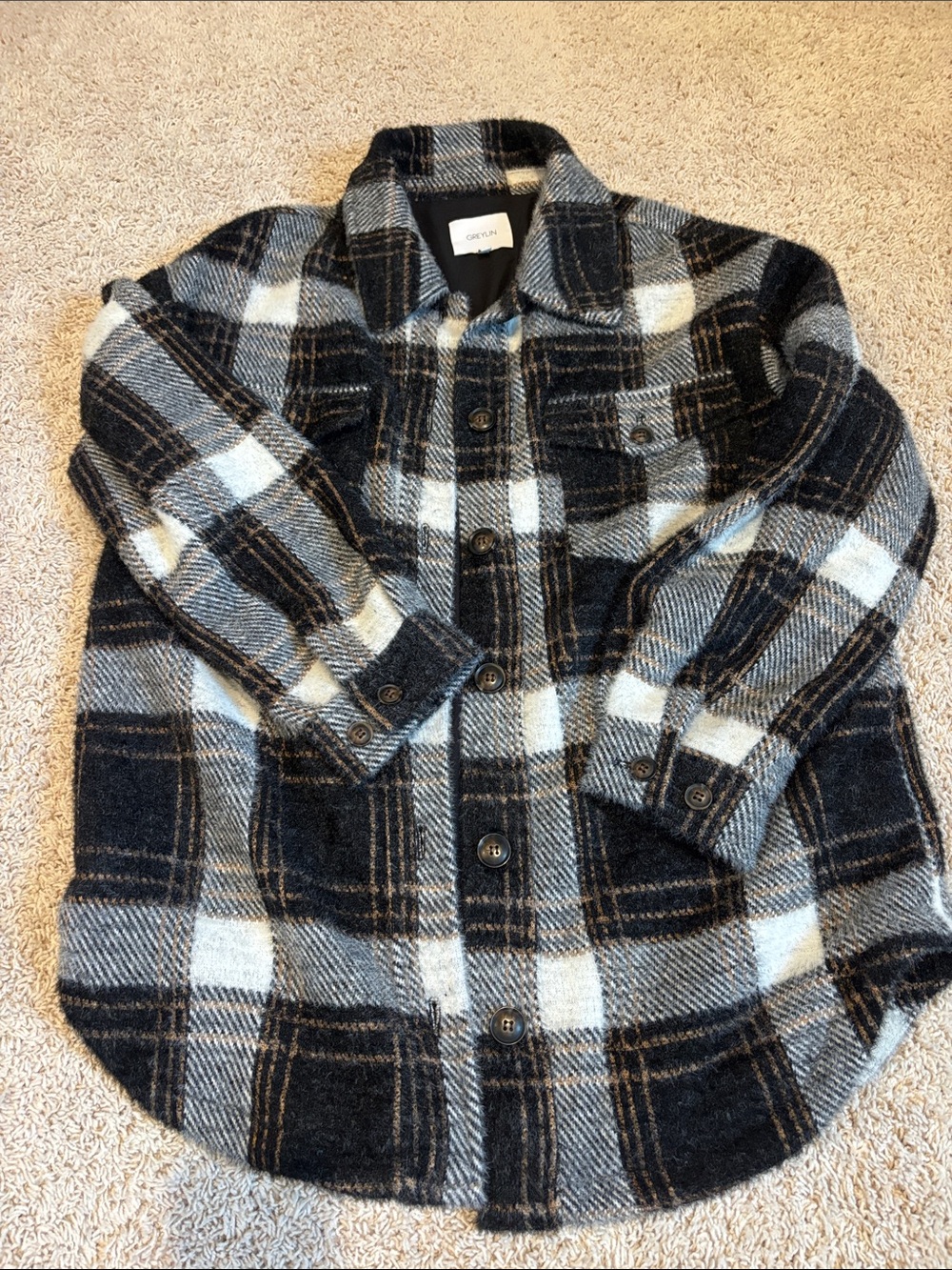 Greylin Eyelash Knit Plaid Shacket